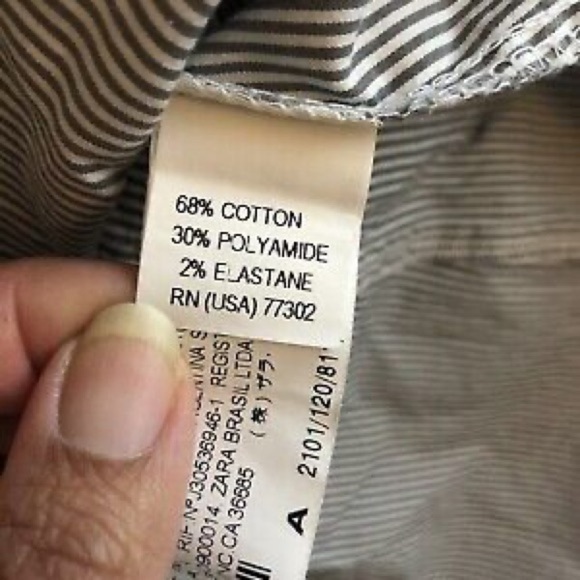 Zara Basic Large Long Sleeve Blue White Striped Tie Back Belt Collared Blouse - Picture 5 of 6